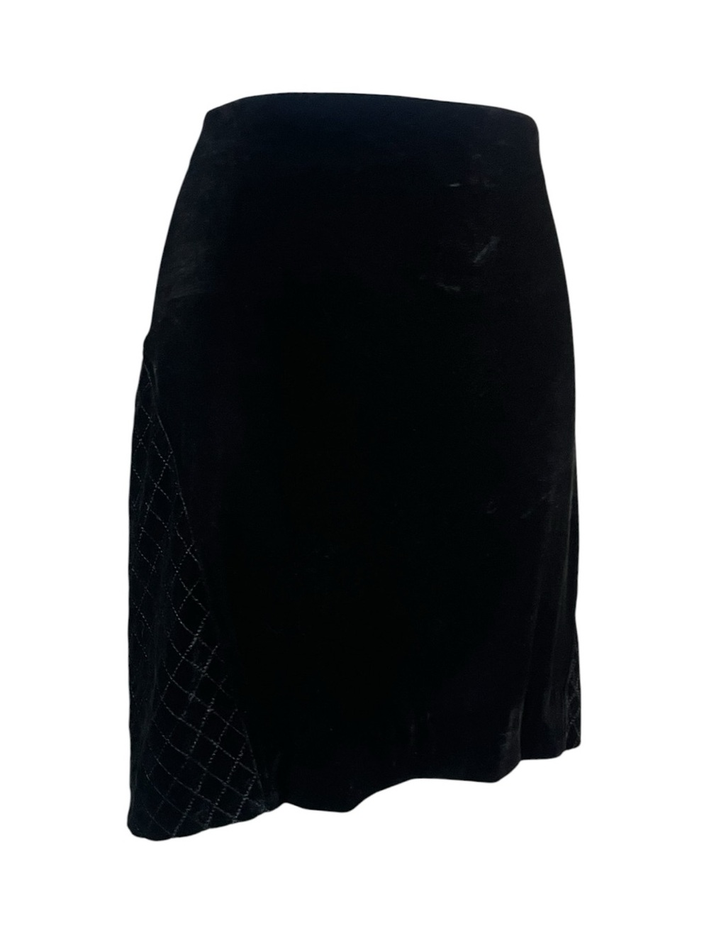 Simply Vera Vera Wang Velvet Mini Skirt Black Stretch Quilted Panels Size Large